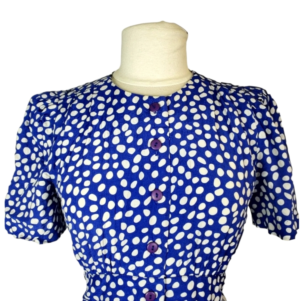 KARIN STEVENS Polkadot Vintage Dress Womens size 8 Petite - Picture 4 of 7